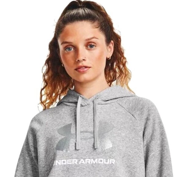Under Armour Women's 3X Plus Rival Glitter Big Logo Hoodie Sweatshirt - Picture 1 of 4